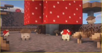 Red and brown mushroom golems