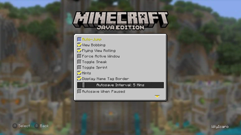 Game Options screen