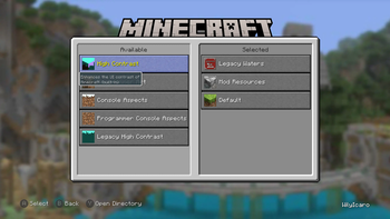 Resource Packs screen