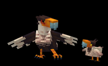Crested caracara and her baby