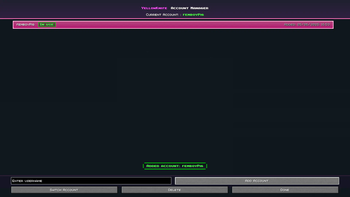 account in use screen (1.2 yellow knife)