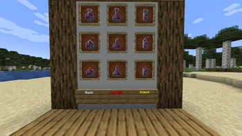 A visual demonstration of both the Lengthy and Potent potion texture changes alongside the normal variant.