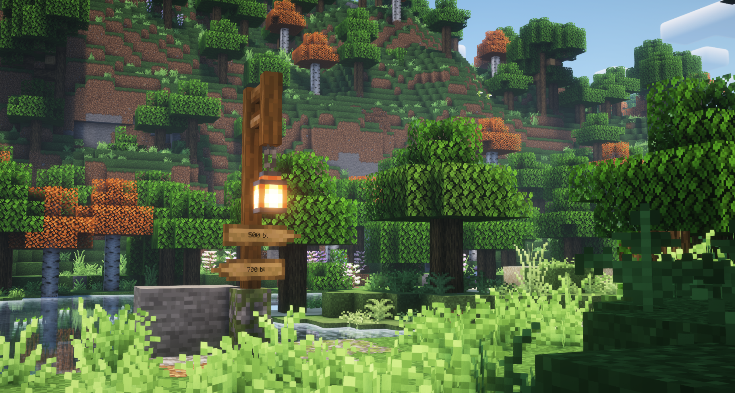 The minecraft overwold with shaders