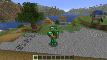 Emerald armor + pickaxe