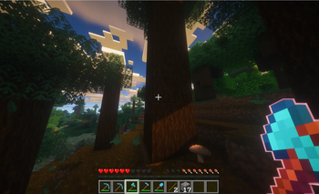 Lumberjack enchant example on 2x2 tree (before)