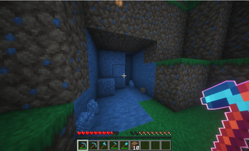 Excavator enchant example on pickaxe (after)
