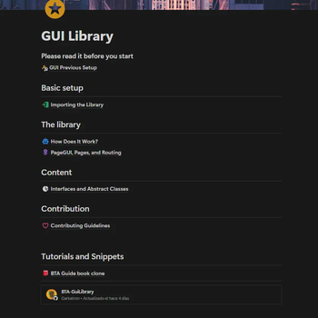 GUI Library Page in Notion