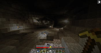 A Player exploring a cave