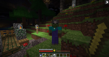A Player fighting an Underground Zombie