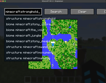 Map thing where u look up biomes and structures