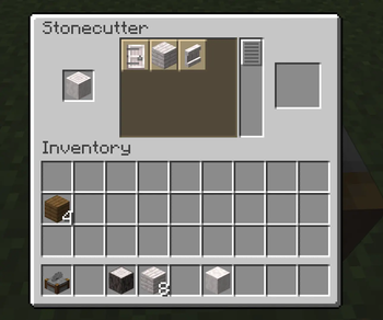 Stripped Log in stone cutter