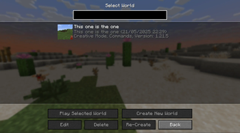 Better make it count cause I can't create other worlds now
