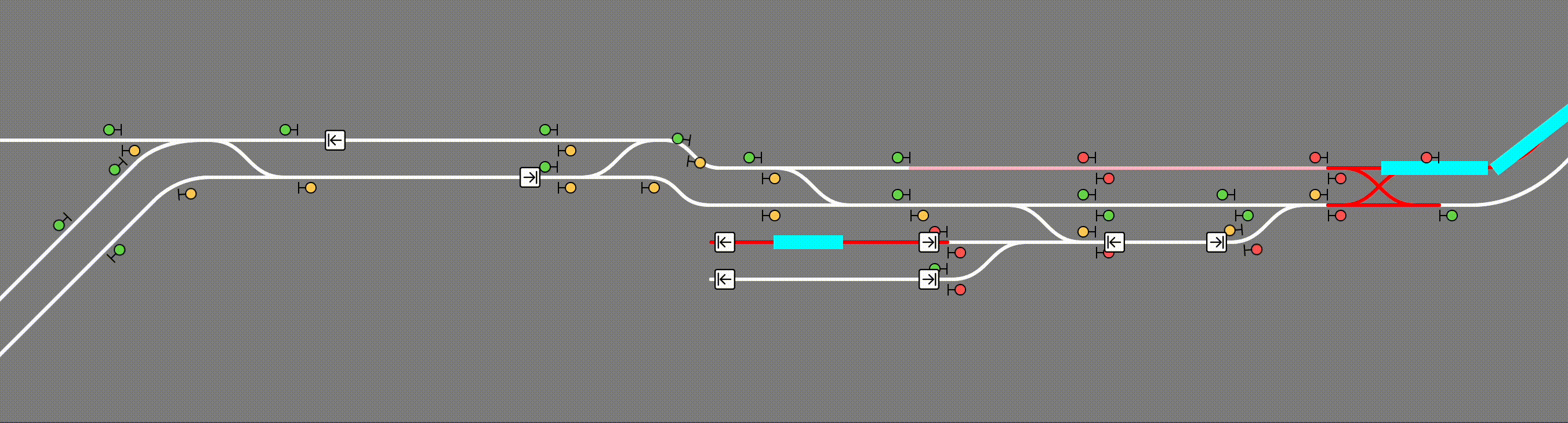 Visualizing a train on the map as it moves throughout the network. (Speed increased for demonstration purposes.)