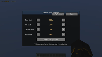 Deathmatch Settings page