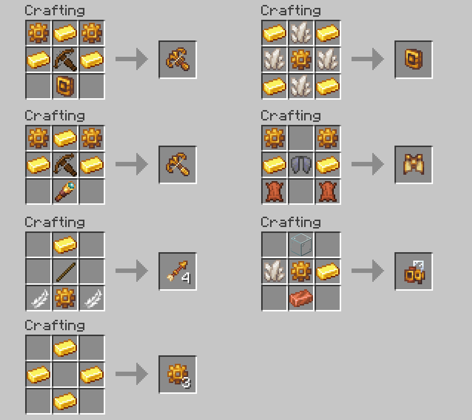 Crafting recipes