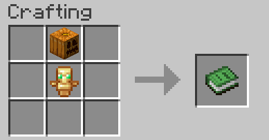A crafting table gui with a totem of undying and a carved pumpkin in the input, and a knowledge book in the output.