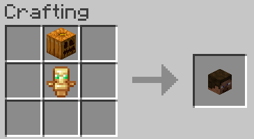 A crafting table gui with a totem of undying and a carved pumpkin in the input, and a player head in the output.