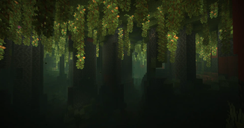 Foggy lush caves