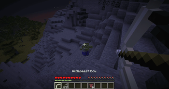 Defense against zombies with a wildebeest bow