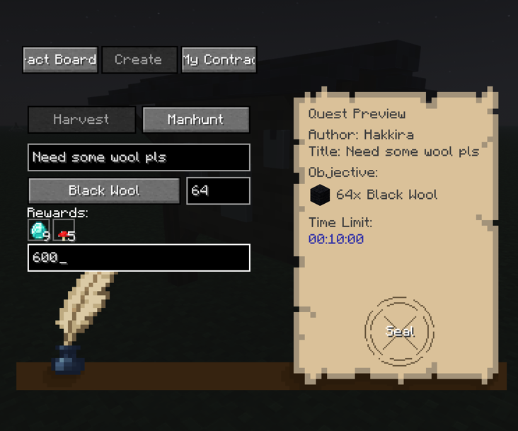 Creation menu