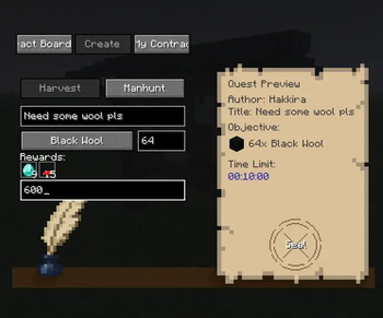 Contracts creation menu