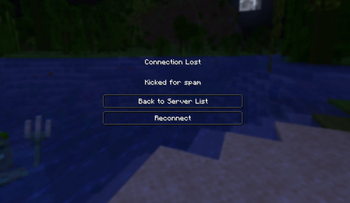 Example of getting kicked for spam