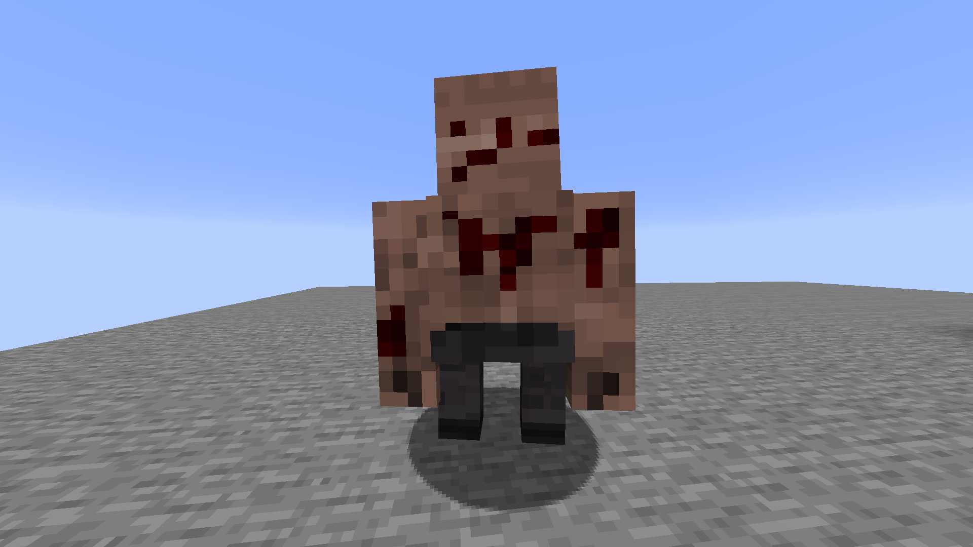 Minecraft Warden custom texture, showing it looking like a Tank from the Left 4 Dead series, back side.