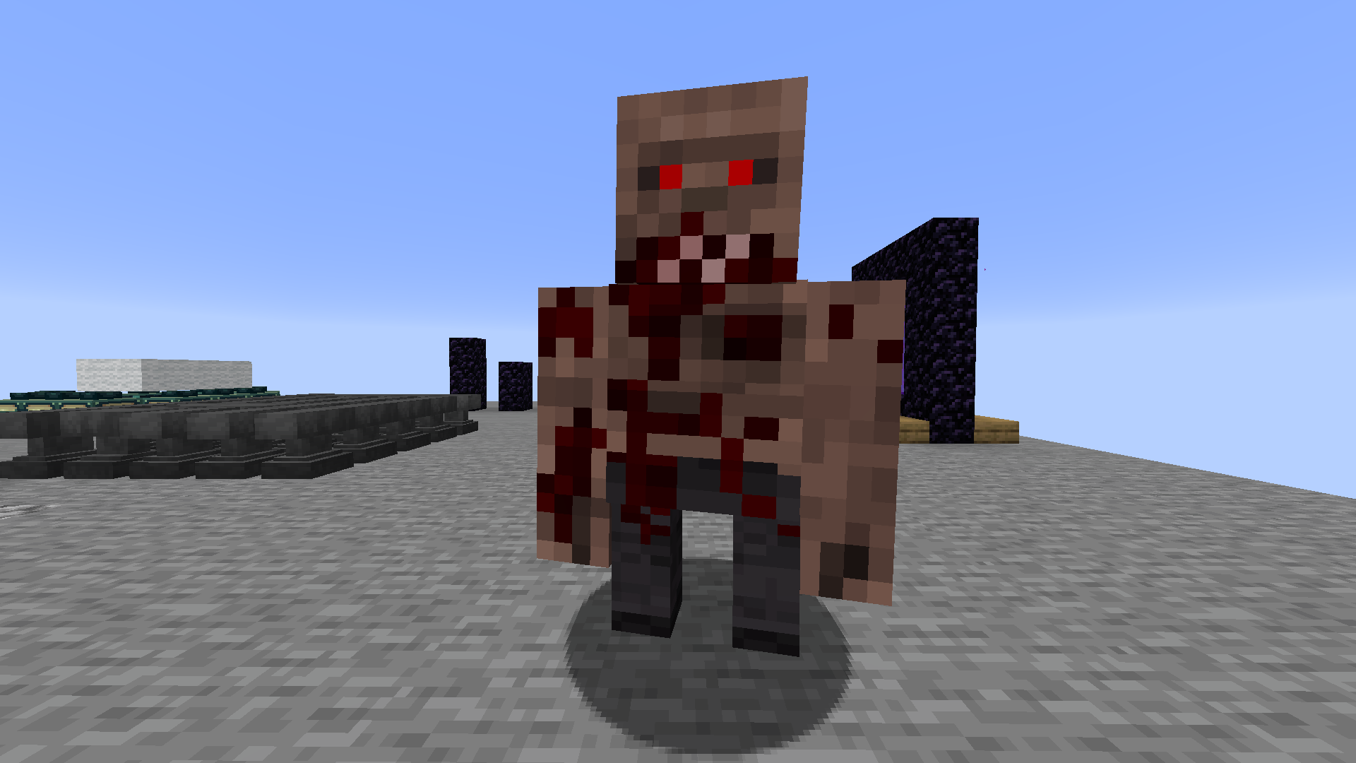 Minecraft Warden custom texture, showing it looking like a Tank from the Left 4 Dead series.