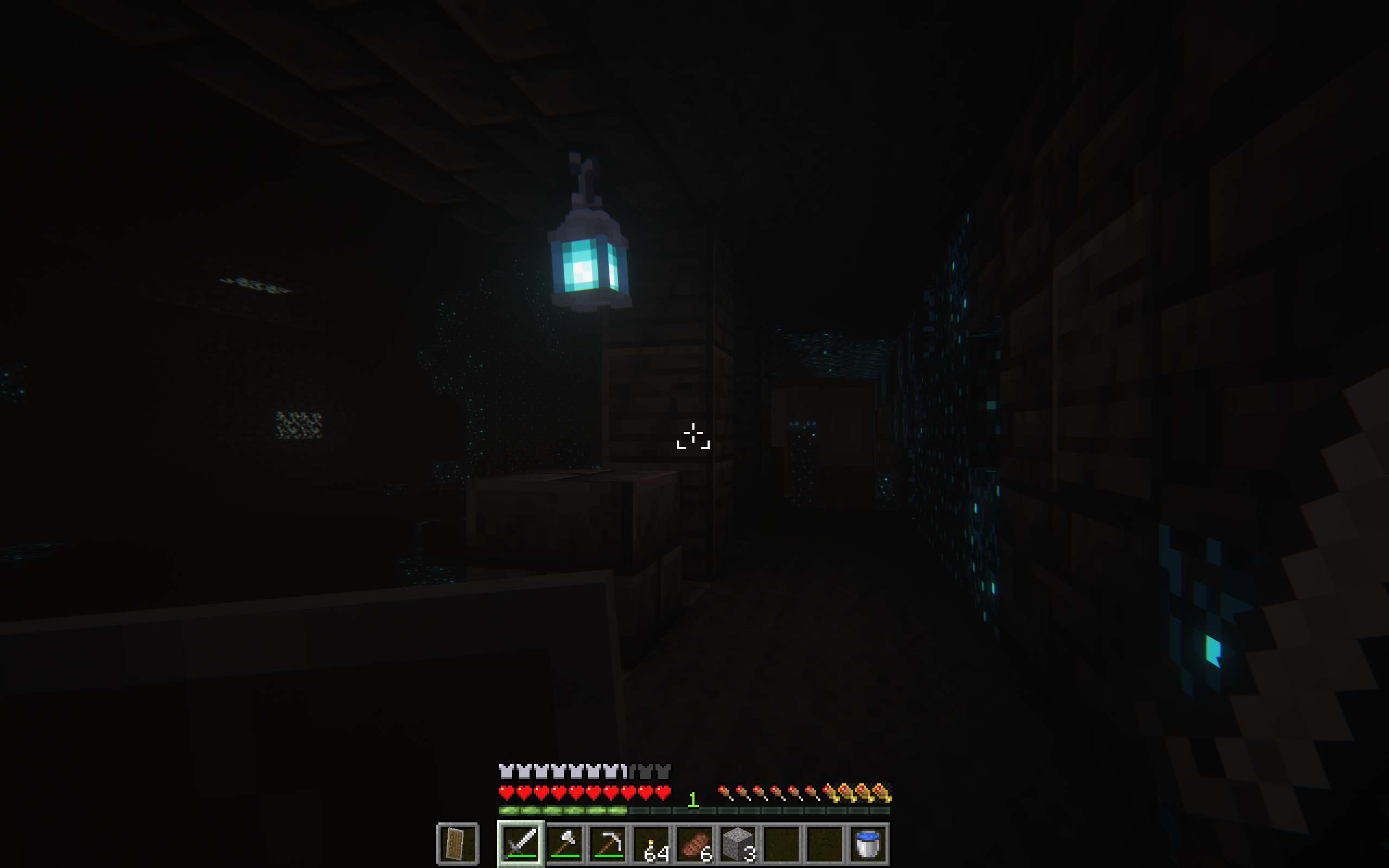 A player stands in an ancient city corridor, gazing upon a dimly lit soul lantern.