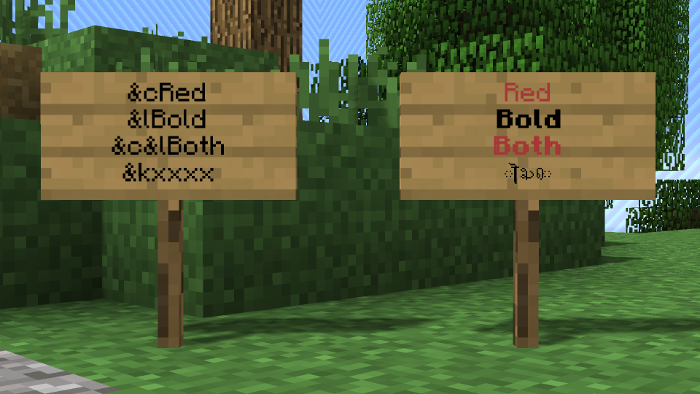 Use formatting codes on signs!