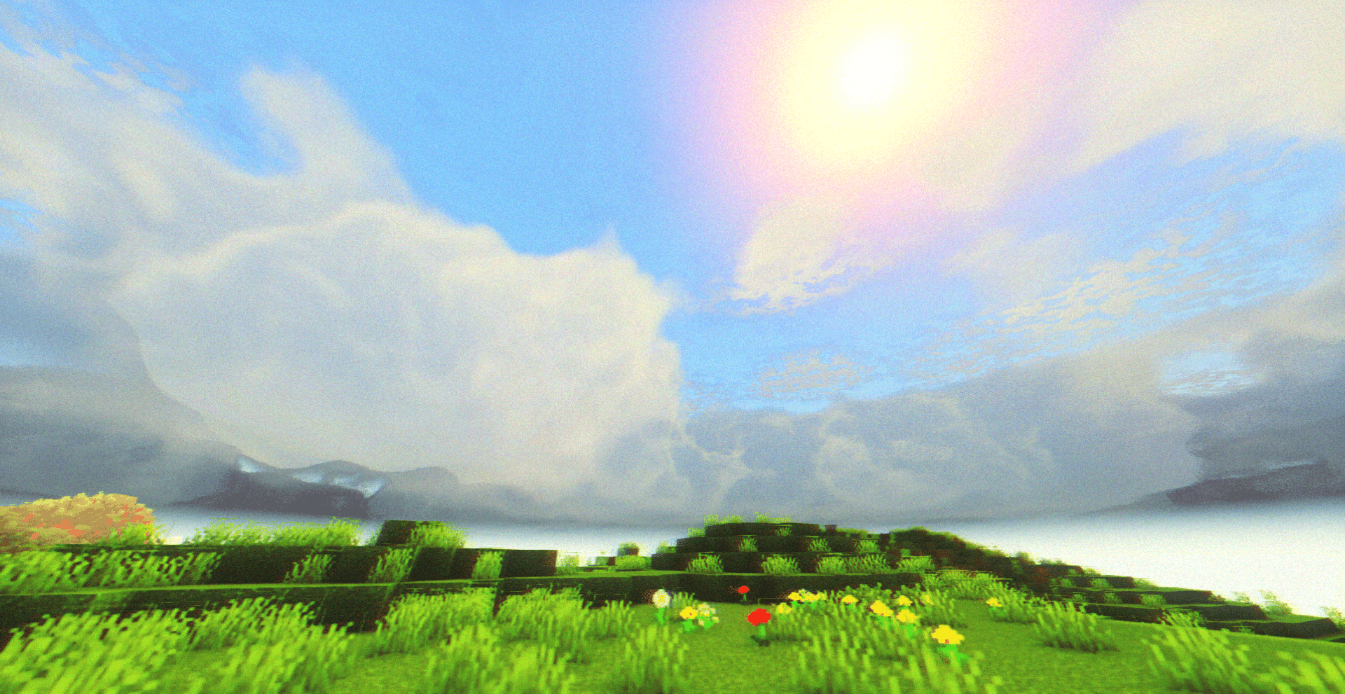 Stylized noon summer puffy clouds