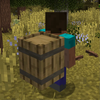 A player wearing a barrel.