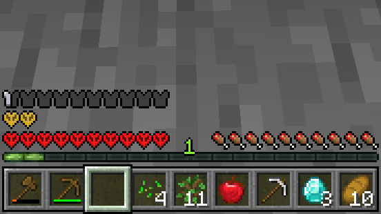 Hardcore hotbar with retextured absorption hearts