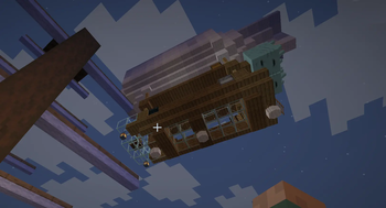 Ship and Airship at night from below