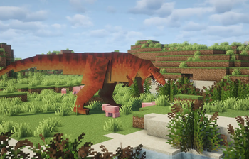Tyrannosaurus attacking a Pig