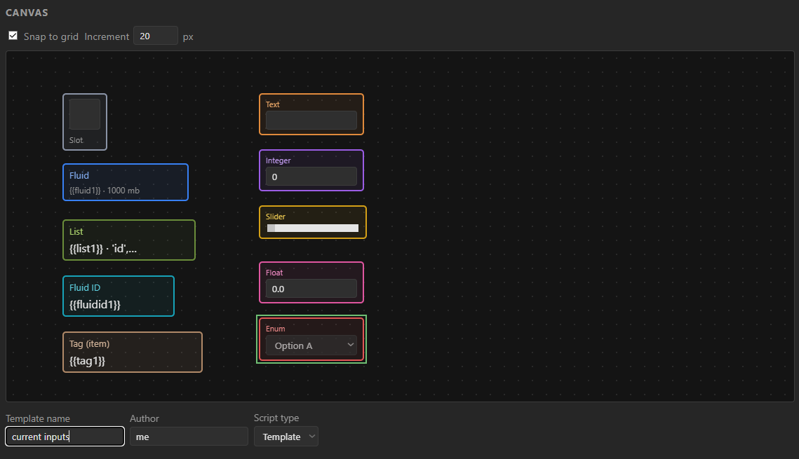 Some of the inputs you can use in any way your script allows