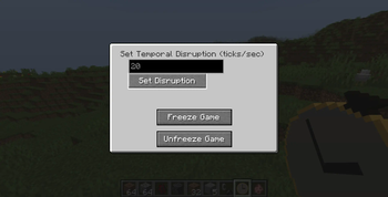 The Temporal Disruptor menu.