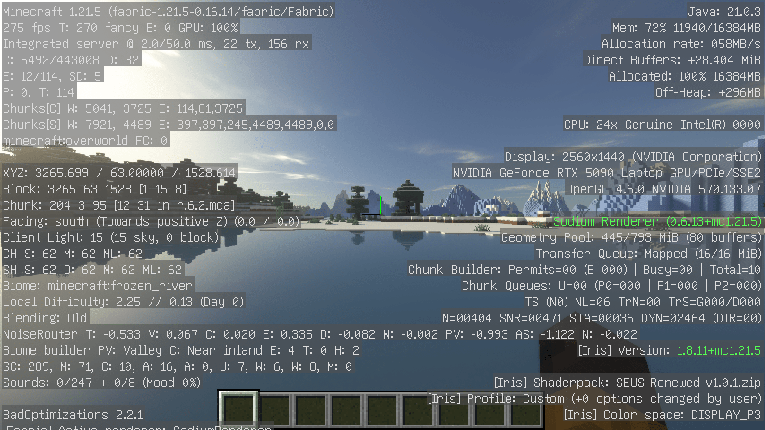 screenshot of Minecraft's debug menu