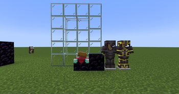 vanilla glass, enchanting table, obsidian and armor