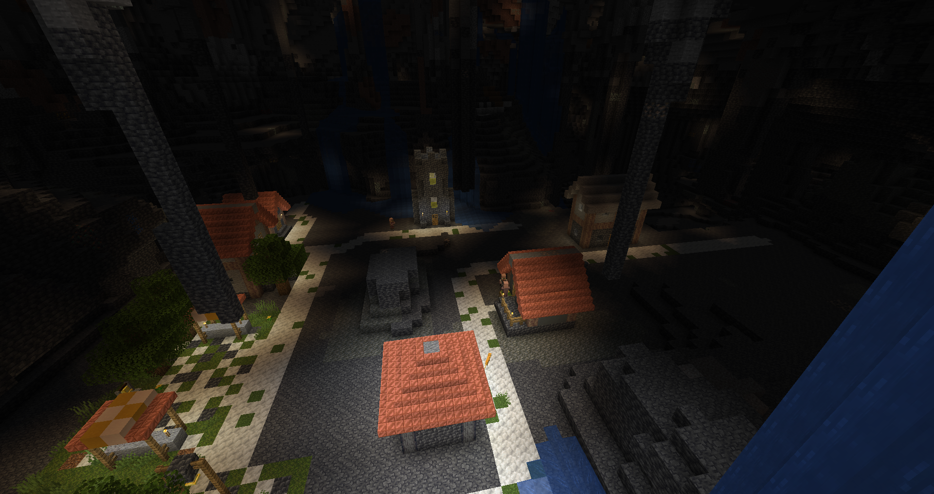 A screenshot of an underground village