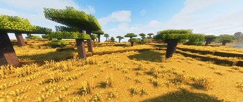 Savanna with golden grass colormap & better acacia log textures