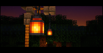 A Lamp next to a forest.