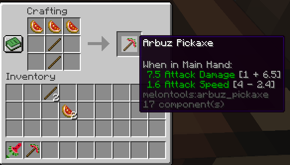 Watermelon Pickaxe Craft and stats