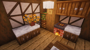 A small kitchen made with some of the new blocks