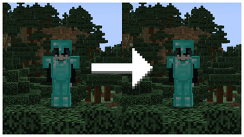 Player before and after (without shaders)