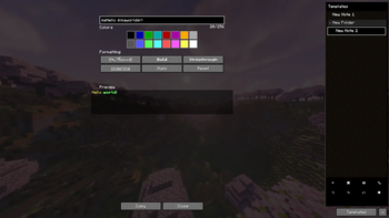 Main menu with an example of work
