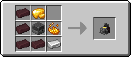 An image demonstrating the crafting recipe for the Gilding Foundry