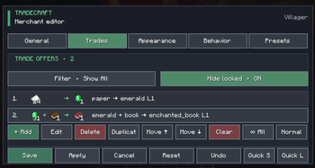 show and manage trades