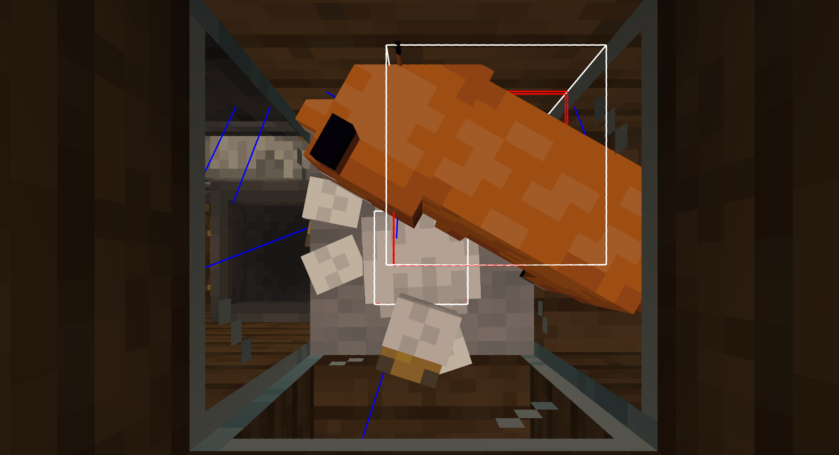 This chicken should have been pushed into a wall, and would have clipped out of the farm when it grew up. Instead, it was teleported to the center of the block it's on