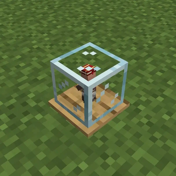 A villager globe with a librarian inside it.